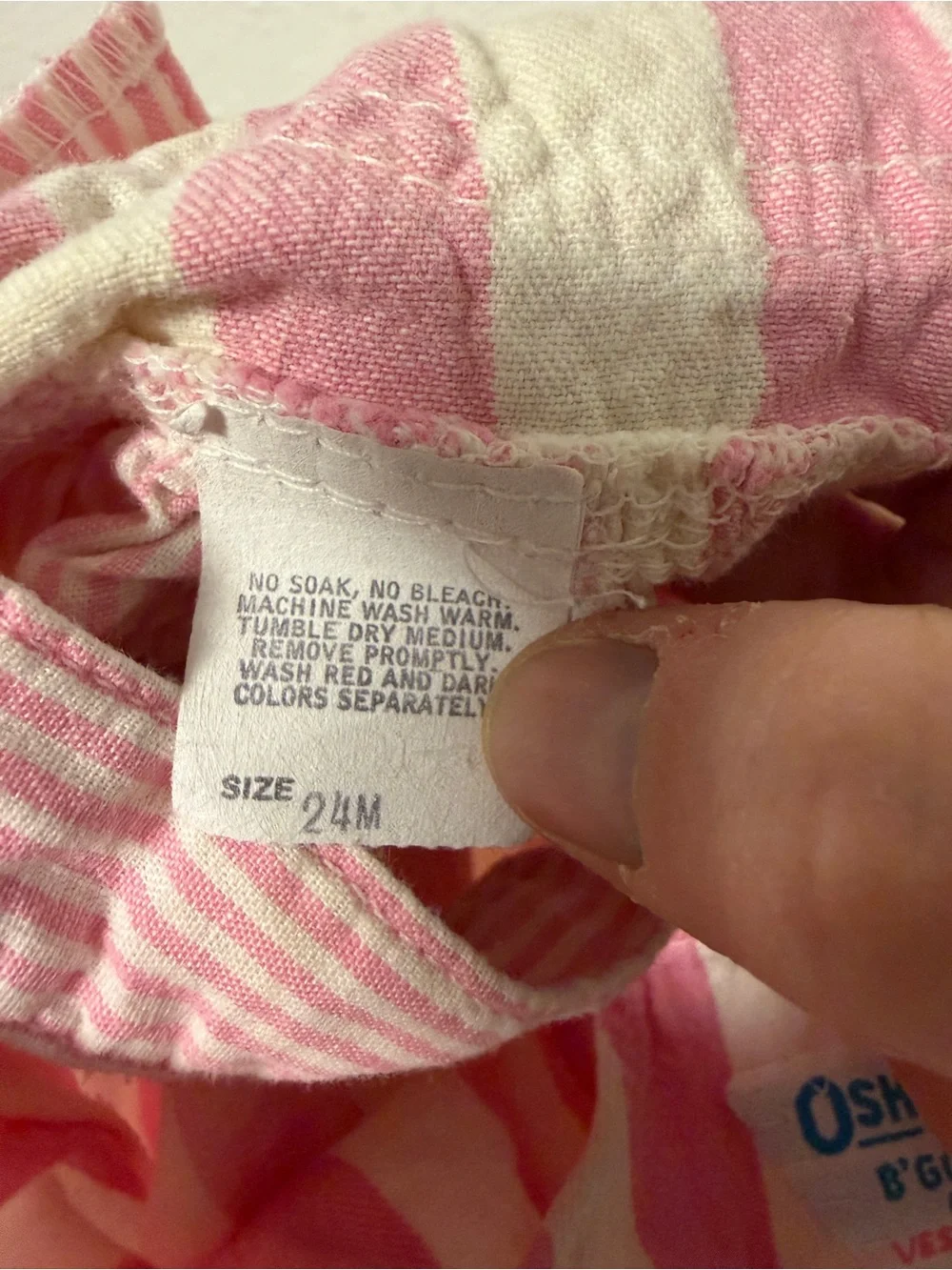 OshKosh B'gosh Pink and Cream Striped Kids Overalls vintage 24 months